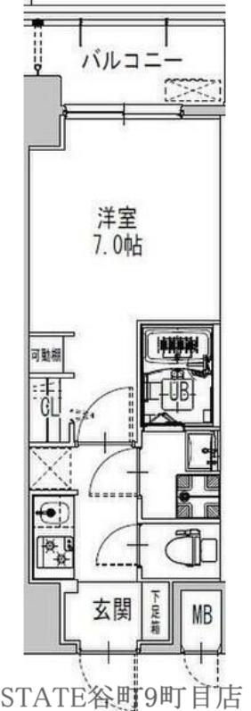 S-RESIDENCE難波大国町TRES(1K/6階)の間取り写真