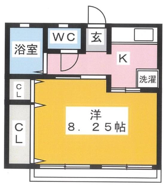 シティハイムオスマンサス(1K/2階)の間取り写真