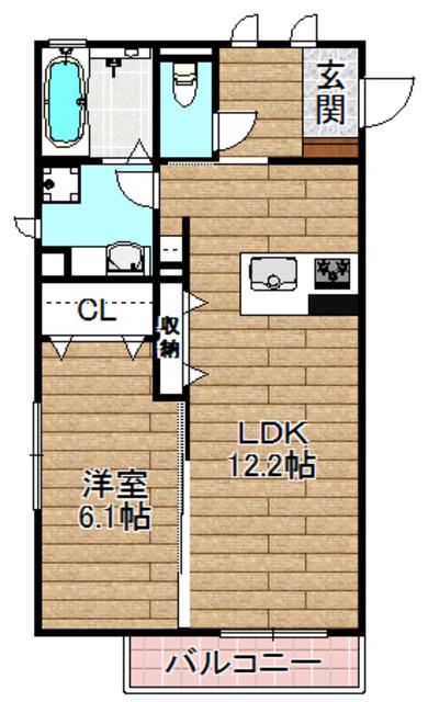 オヴェスト・フェリオ(1LDK/1階)の間取り写真