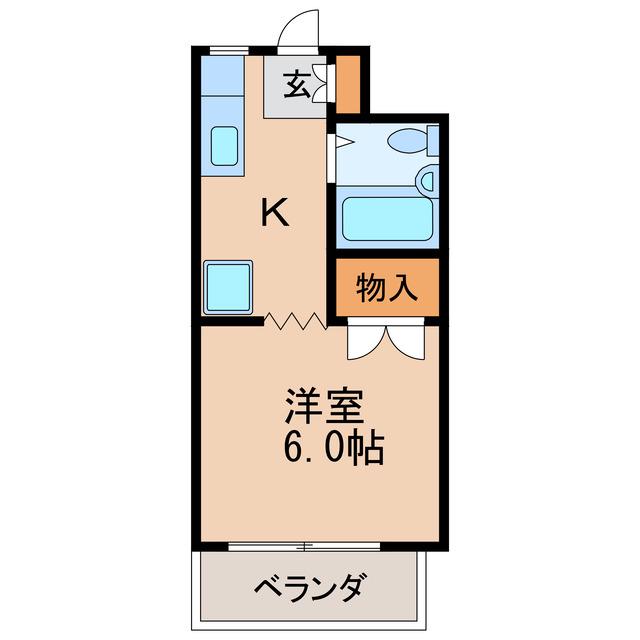 リベラル(1K/2階)の間取り写真