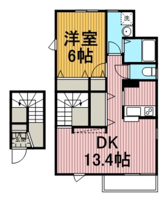 イーストヒルズ篠原(1LDK/2階)の間取り写真