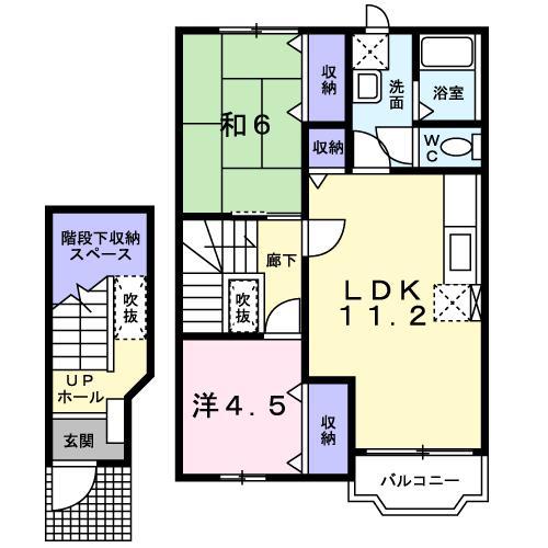 サンセール港B(2LDK/2階)の間取り写真