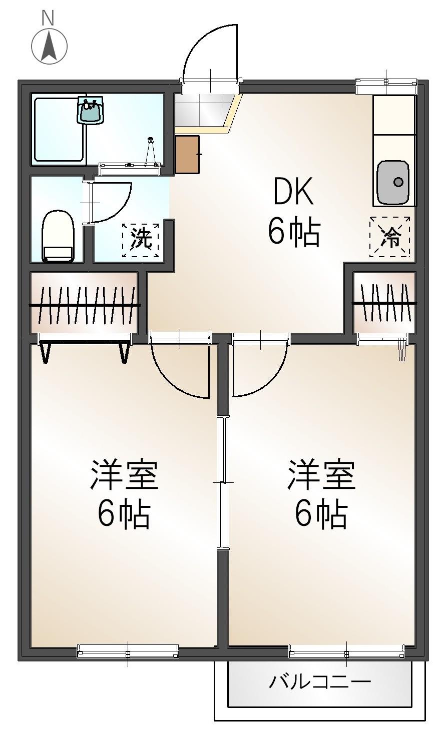サンライズA(2DK/2階)の間取り写真