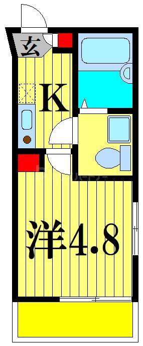 MELDIAみのり台(1K/2階)の間取り写真