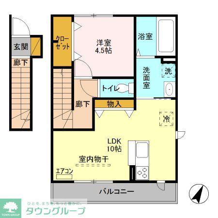 メゾン ド ミュゲ(1LDK/2階)の間取り写真