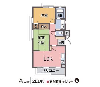 コーポ加島II(2LDK/2階)の間取り写真
