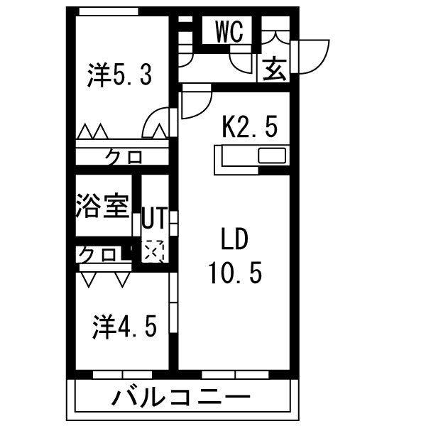 LIEN北18(2LDK/1階)の間取り写真