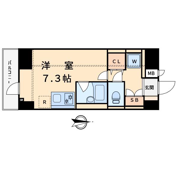 コンテント府中(1K/7階)の間取り写真