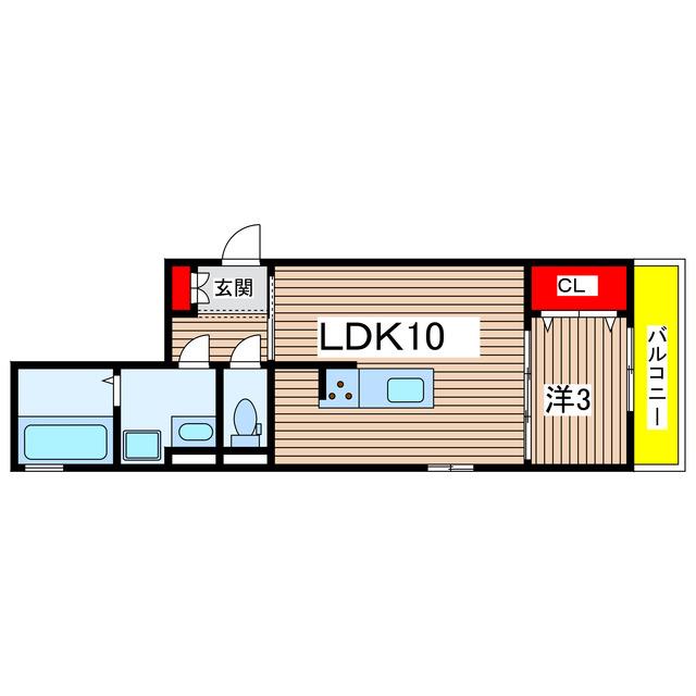 アロッジオヒカリ大手町(1LDK/3階)の間取り写真
