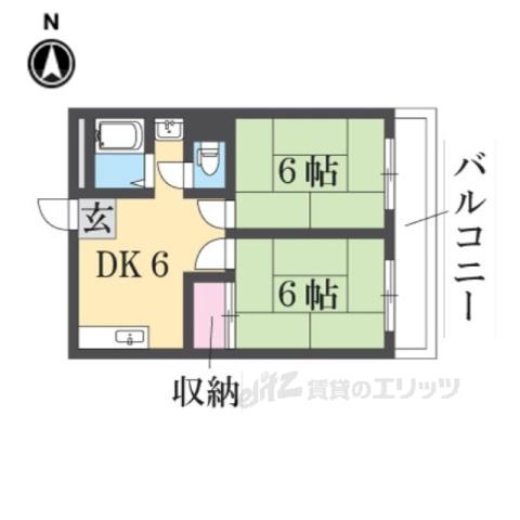 プレアール枚岡(2DK/5階)の間取り写真