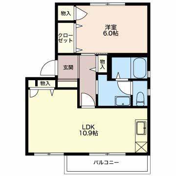 ステージア C(1LDK/2階)の間取り写真