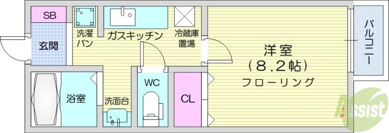 ソレイユパルクⅩ番館(1K/1階)の間取り写真
