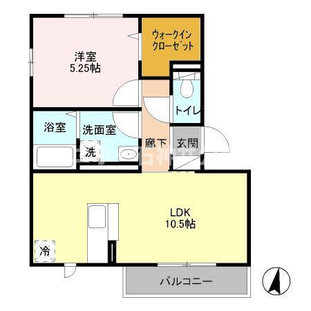 オリーブ(1LDK/3階)の間取り写真