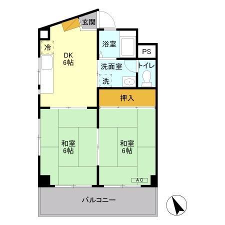 ヴィラ松本(2DK/2階)の間取り写真