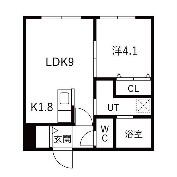 華月SAPPORO(1LDK/5階)の間取り写真