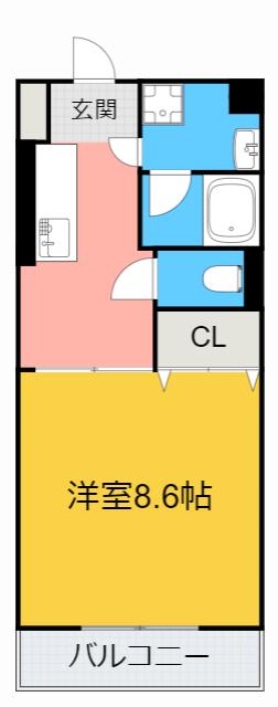 名鉄三河線 高浜港駅 徒歩7分 3階建 築23年(1DK/2階)の間取り写真