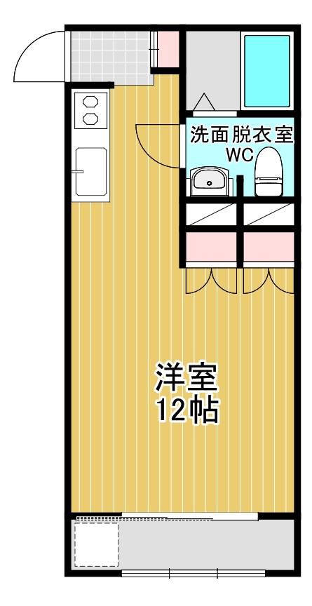 びゅうHEIM.H・Y(ワンルーム/1階)の間取り写真