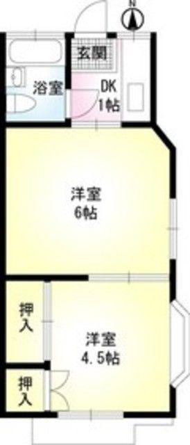 ベルセゾン葛城(2K/2階)の間取り写真