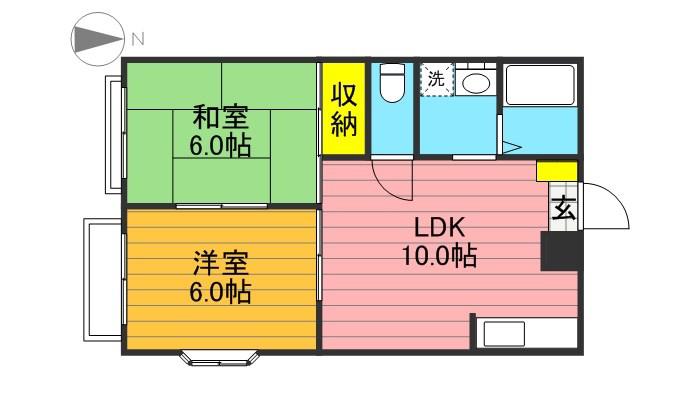 サンコート南羽衣(2LDK/2階)の間取り写真