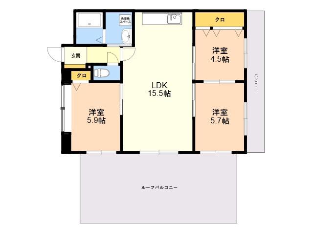 パシフィック箱崎Ⅶ(3LDK/6階)の間取り写真