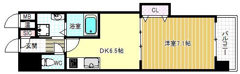エスポルテ福島(1DK/10階)の間取り写真
