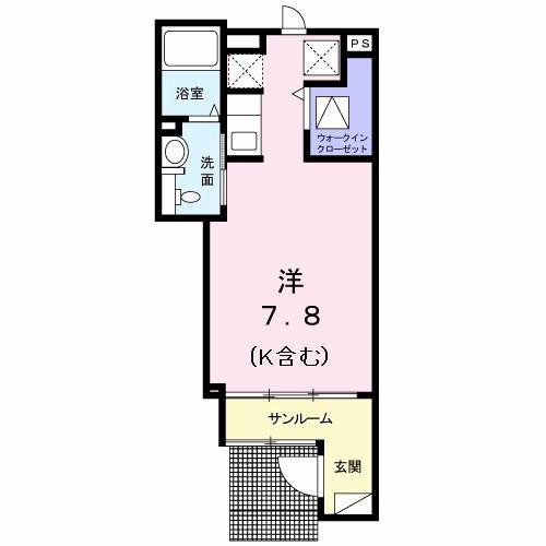 カーサ プラシード(ワンルーム/1階)の間取り写真
