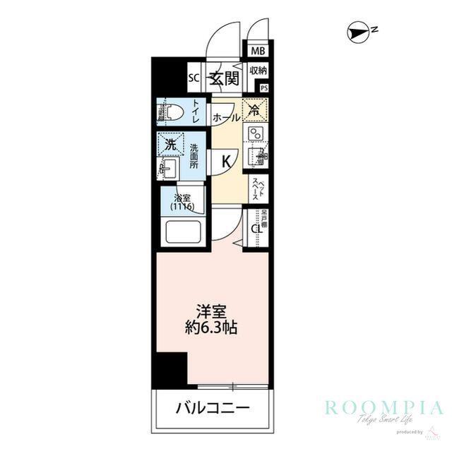 プレール・ドゥーク浅草IV(1K/3階)の間取り写真