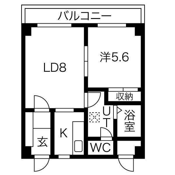 シャングリラ今泉(1LDK/2階)の間取り写真