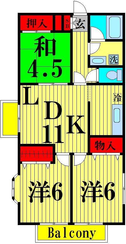 コートグランディア一ツ家(3LDK/1階)の間取り写真
