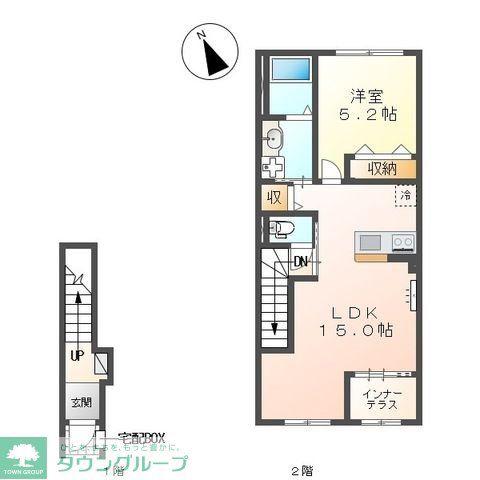 越谷市宮本町 アパートIV期工事(1LDK/2階)の間取り写真