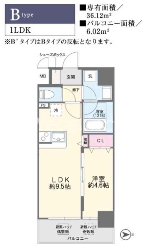 FUKU島之内(1LDK/9階)の間取り写真