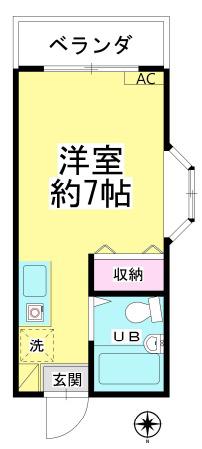 オリバーII(ワンルーム/2階)の間取り写真