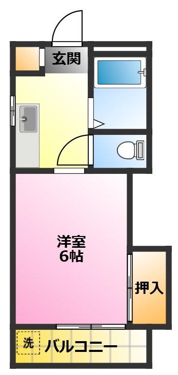 コーポクレスト(1K/2階)の間取り写真