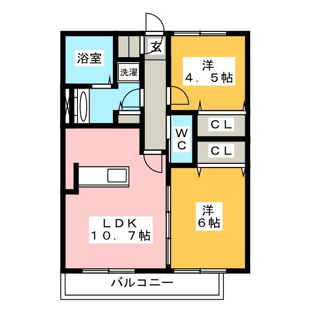 ラ・フェリーチェ(2LDK/2階)の間取り写真