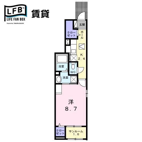 ソラーナII(1K/1階)の間取り写真
