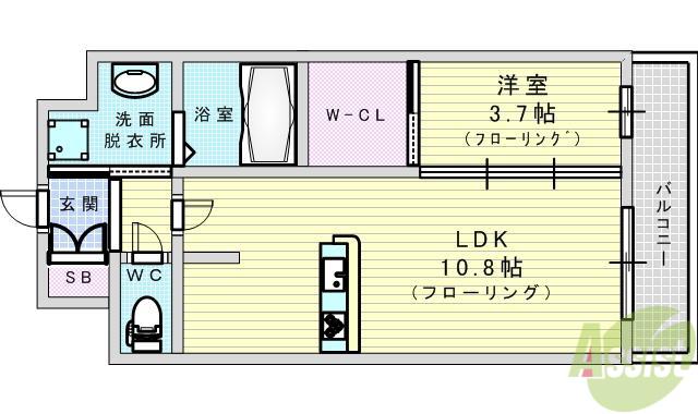 ドン・パレス(1LDK/4階)の間取り写真