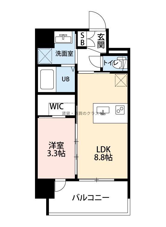 S-RESIDENCE難波西ALTER(1LDK/12階)の間取り写真