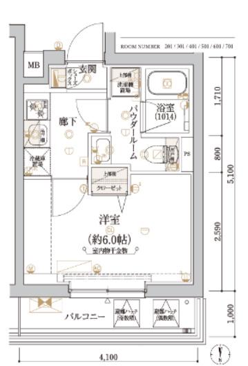 ECREDE横濱吉野町(1K/1階)の間取り写真