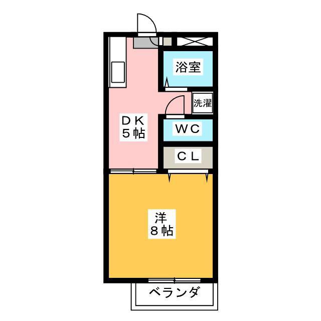ハイツMS(1DK/1階)の間取り写真