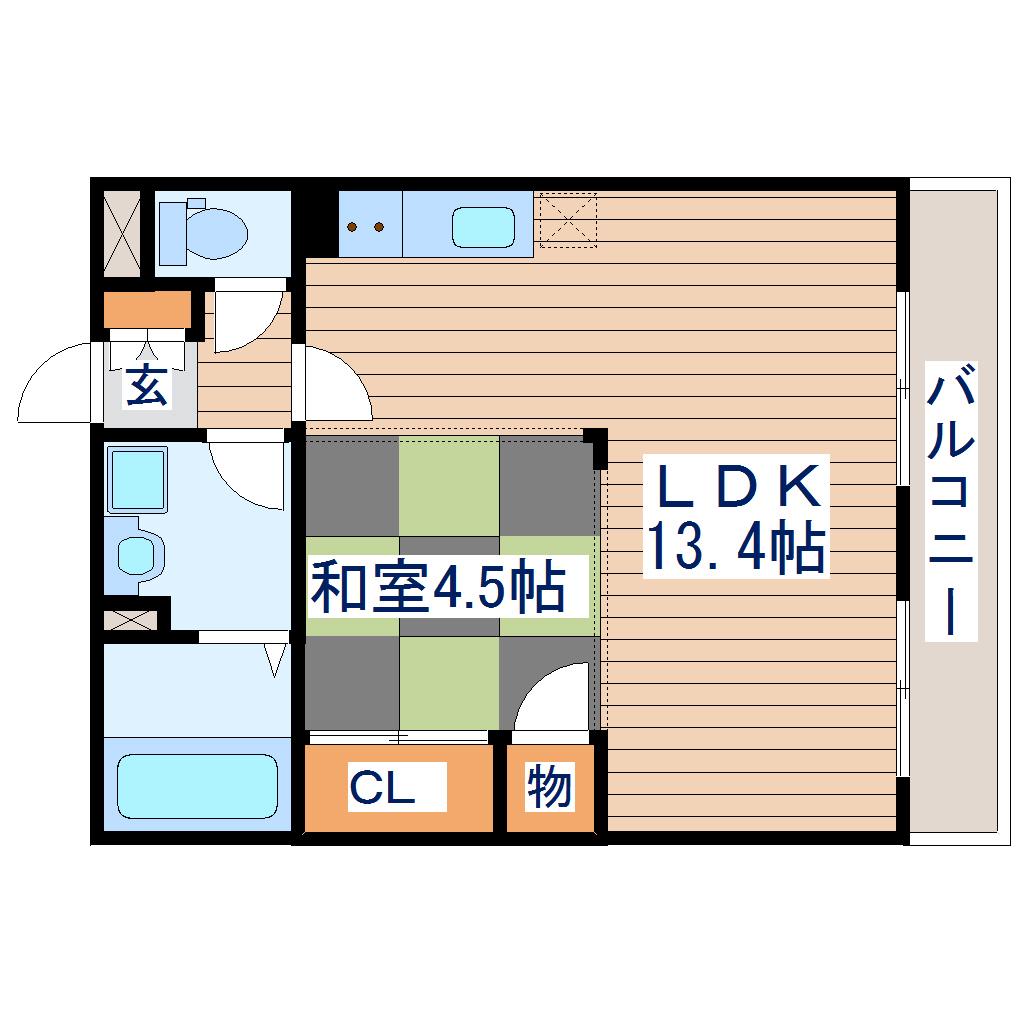 D-ROOM高砂(1LDK/2階)の間取り写真