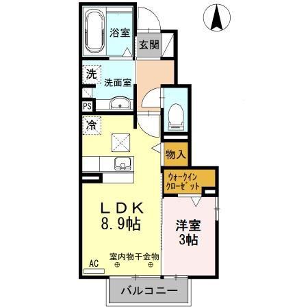 フェリーチェ A(1LDK/1階)の間取り写真