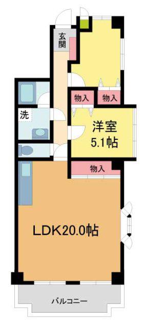 芦屋ニューコーポⅠ番館(2LDK/3階)の間取り写真