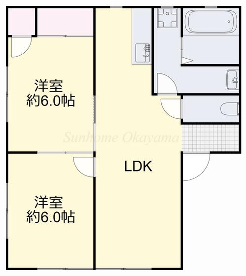 コーポ小野田(2LDK/1階)の間取り写真