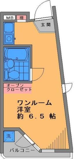 パレスハイツ千歳烏山(ワンルーム/2階)の間取り写真