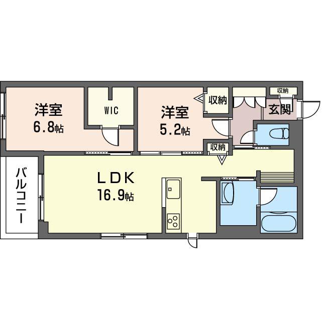 レスペディーザ(2LDK/2階)の間取り写真