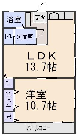 大串ビル(1LDK/2階)の間取り写真