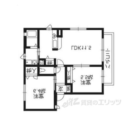 サントルモン中山(2LDK/2階)の間取り写真