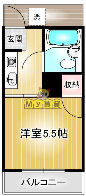 ヴィラ鶴舞(1K/2階)の間取り写真