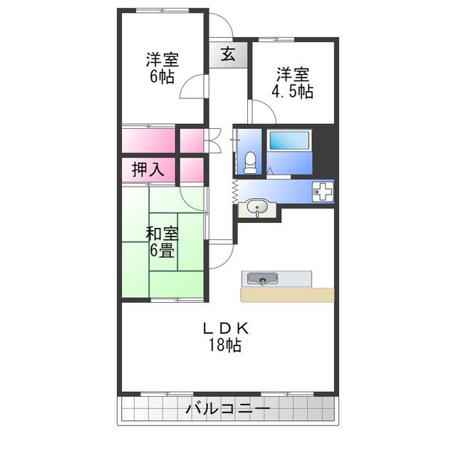 フォレストコート高尾(3LDK/3階)の間取り写真