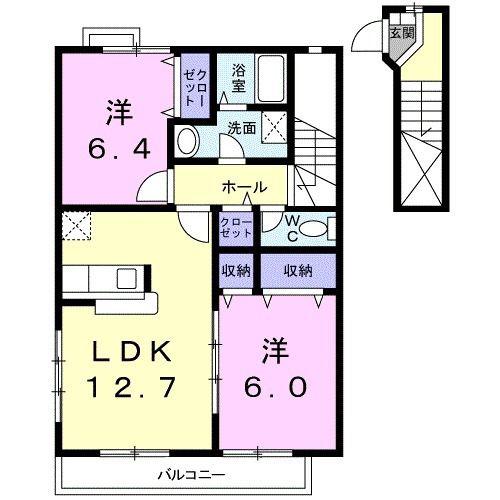 マロンフォレスタB(2LDK/2階)の間取り写真